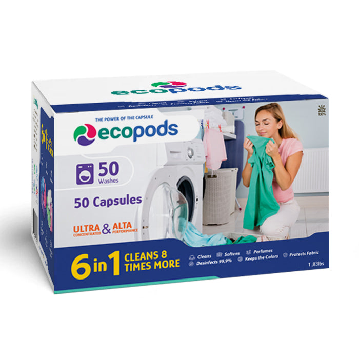 Ecopods 50 Lavagens - Ultra Concentrado e Alta Performance 6 em 1 = Limpa 8X Mais