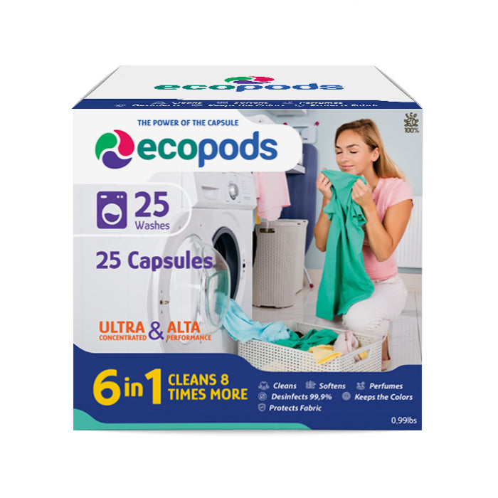 Ecopods 25 Lavagens - Ultra Concentrado e Alta Performance 6 em 1 = Limpa 8X Mais