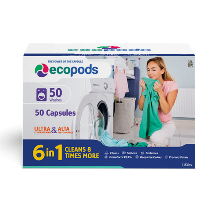 Ecopods 50 Lavagens - Ultra Concentrado e Alta Performance 6 em 1 = Limpa 8X Mais