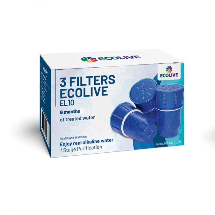 Kit com 3 Filtros para o Purificador de Água Alcalina - Ecolive EL10 - Água Gelada